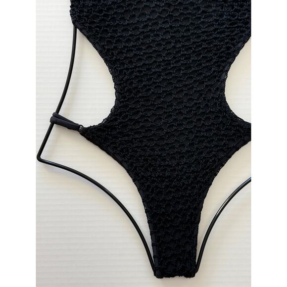 Acacia Swim ARIA Crochet One Piece - Licorice - Minimalist - Adjustable Straps - Picture 2 of 15